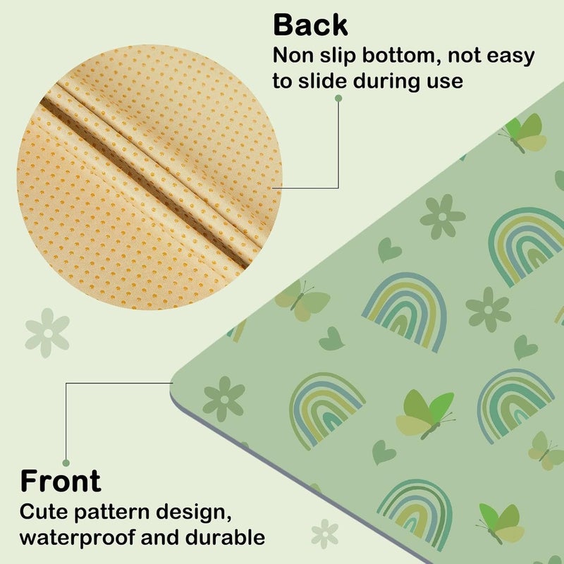 BeBeJoJo Splat Mat for Under High Chair 42 x 42 Inch Waterproof Baby Splash Mat with Non Slip Bottom Reusable Portable Highchair Mat for Floor Food Catcher for High Chair, Green Rainbow - Image 5